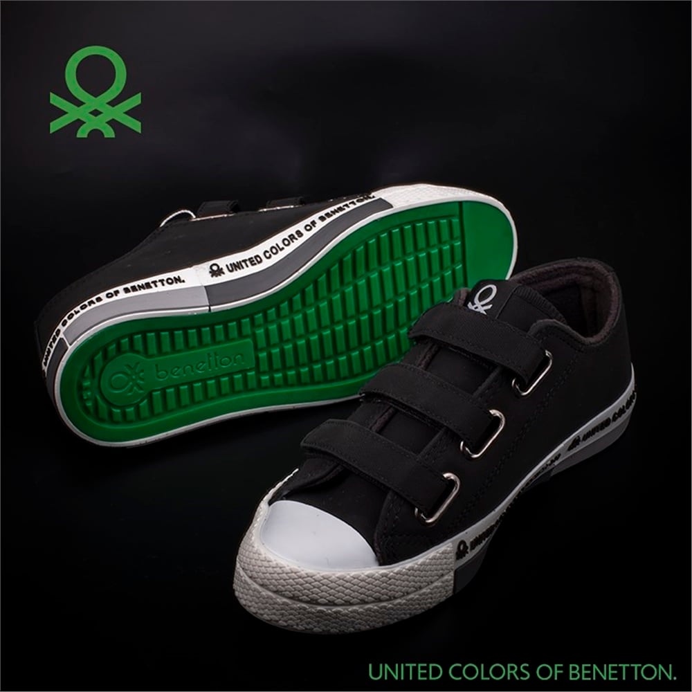 Benetton Siyah Unisex Cırtlı Mevsimlik Sneaker