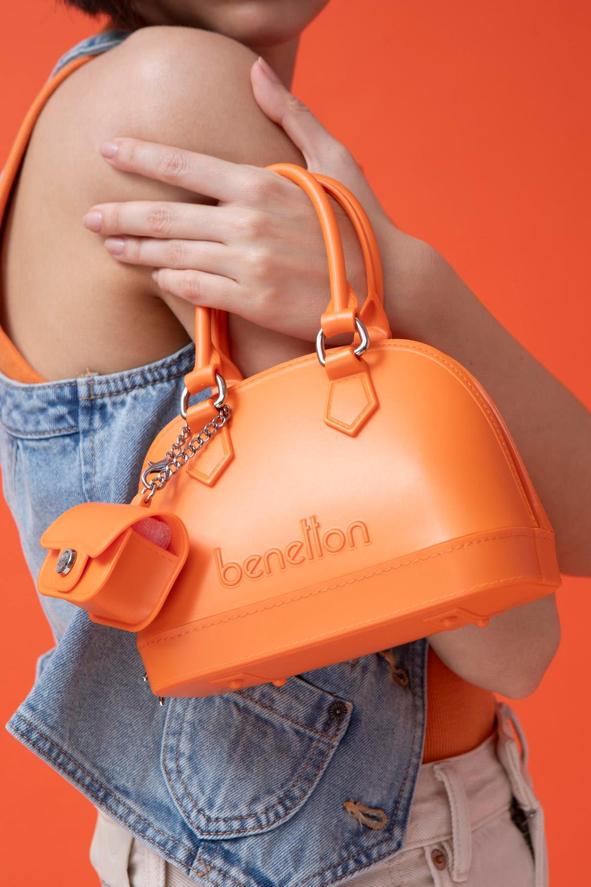 Benetton Turuncu  Mini Boy Melissa Kadın El Çantası BNT 1449