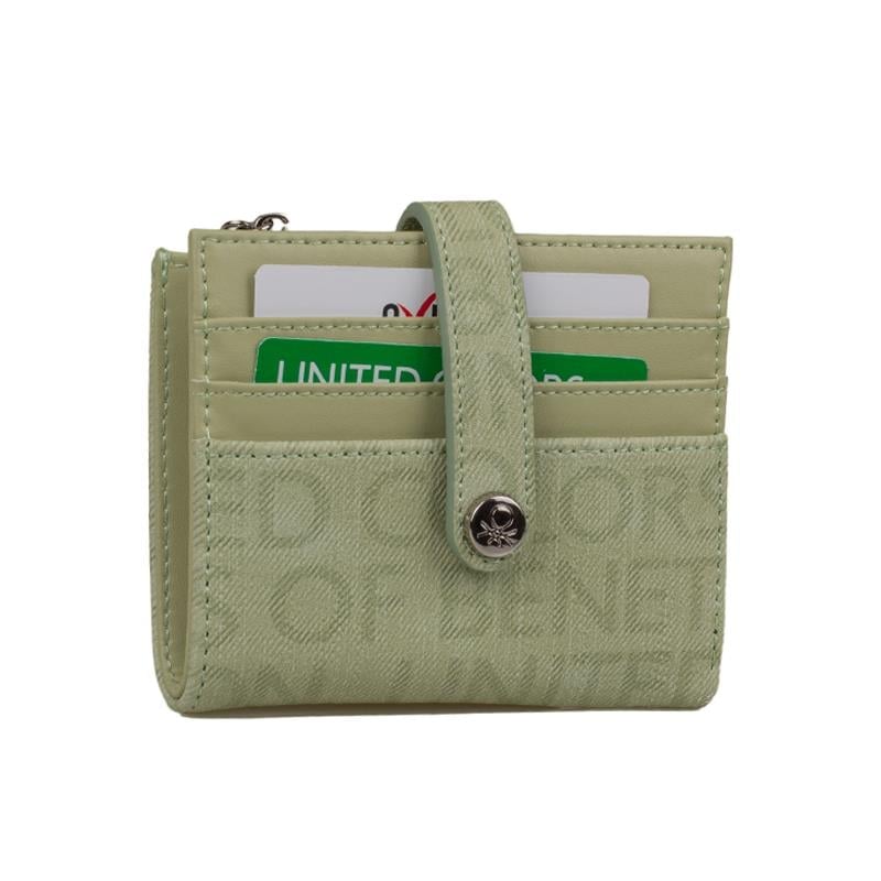 Benetton Yeşil  Monogram Eskitme Kadın Küçük Kartlık BNT 1309