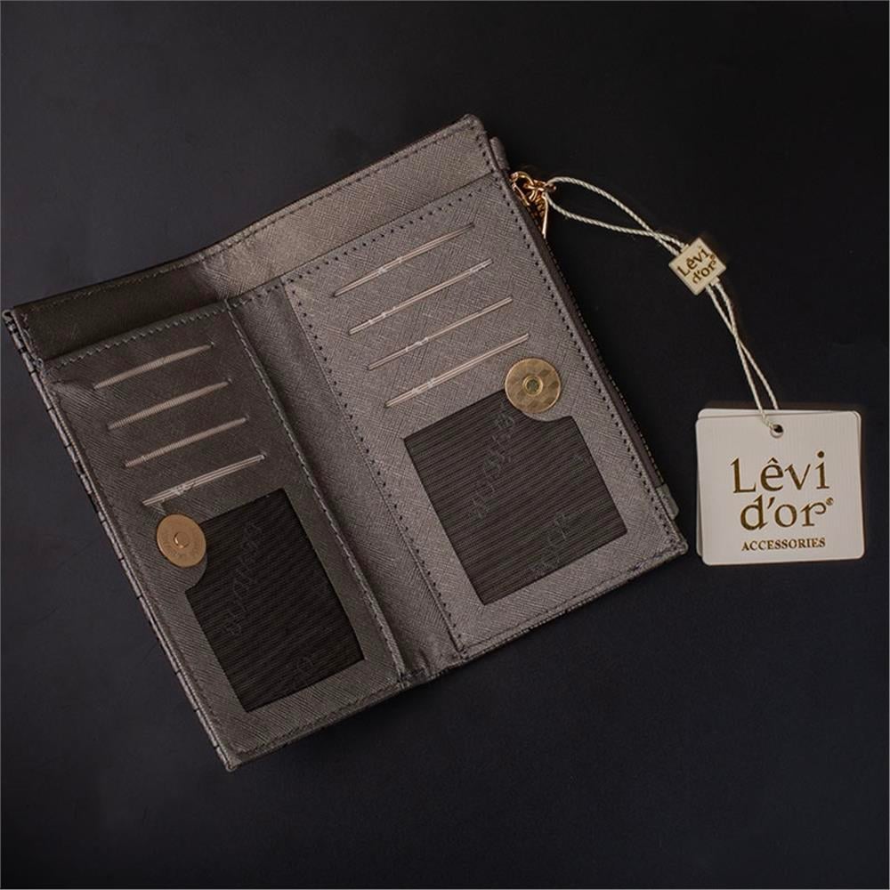 Levidor Platin  İnce Monogram Baskı Kadın Cüzdan