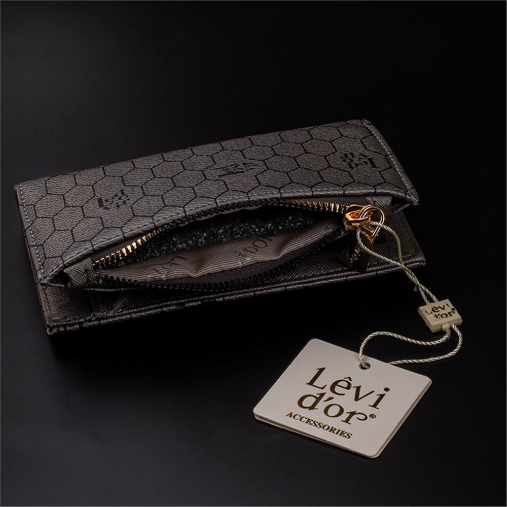 Levidor Platin  İnce Monogram Baskı Kadın Cüzdan