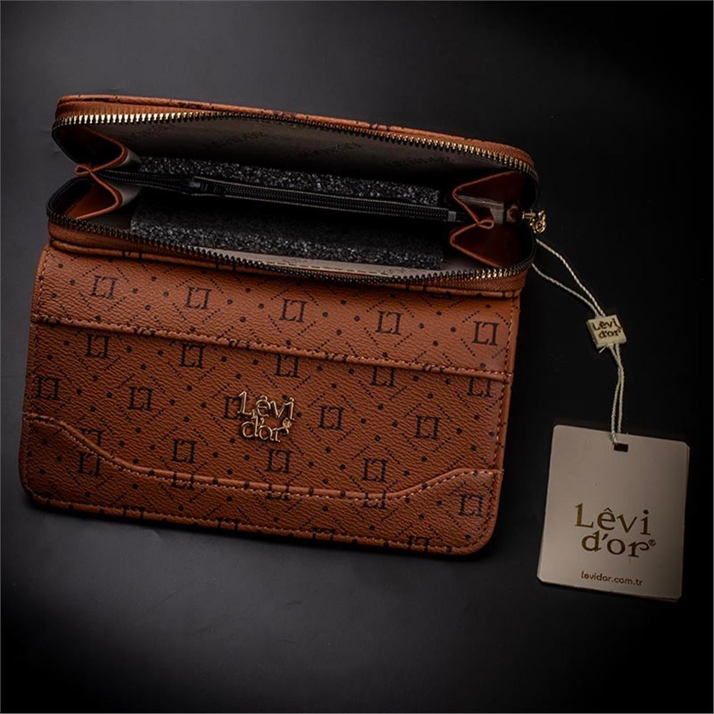 Levidor Taba  Geniş Boy Kadın Monogram Cüzdan