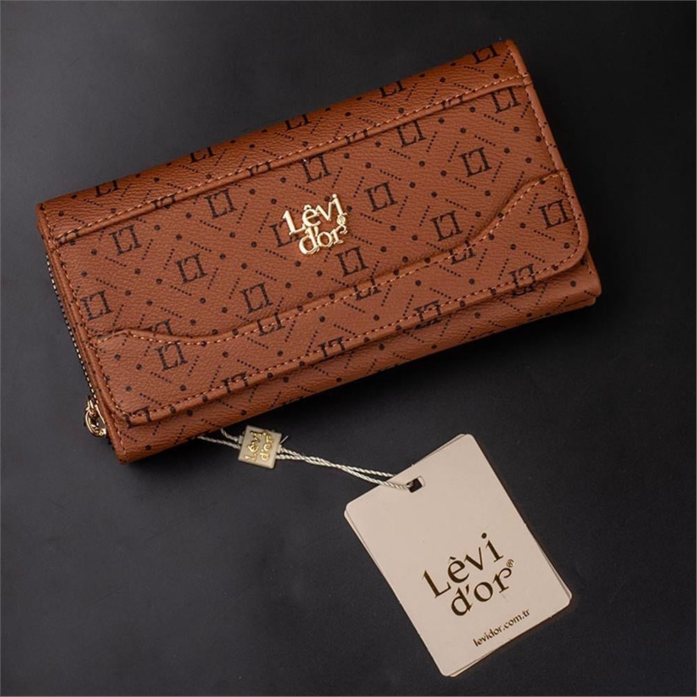Levidor Taba  Geniş Boy Kadın Monogram Cüzdan