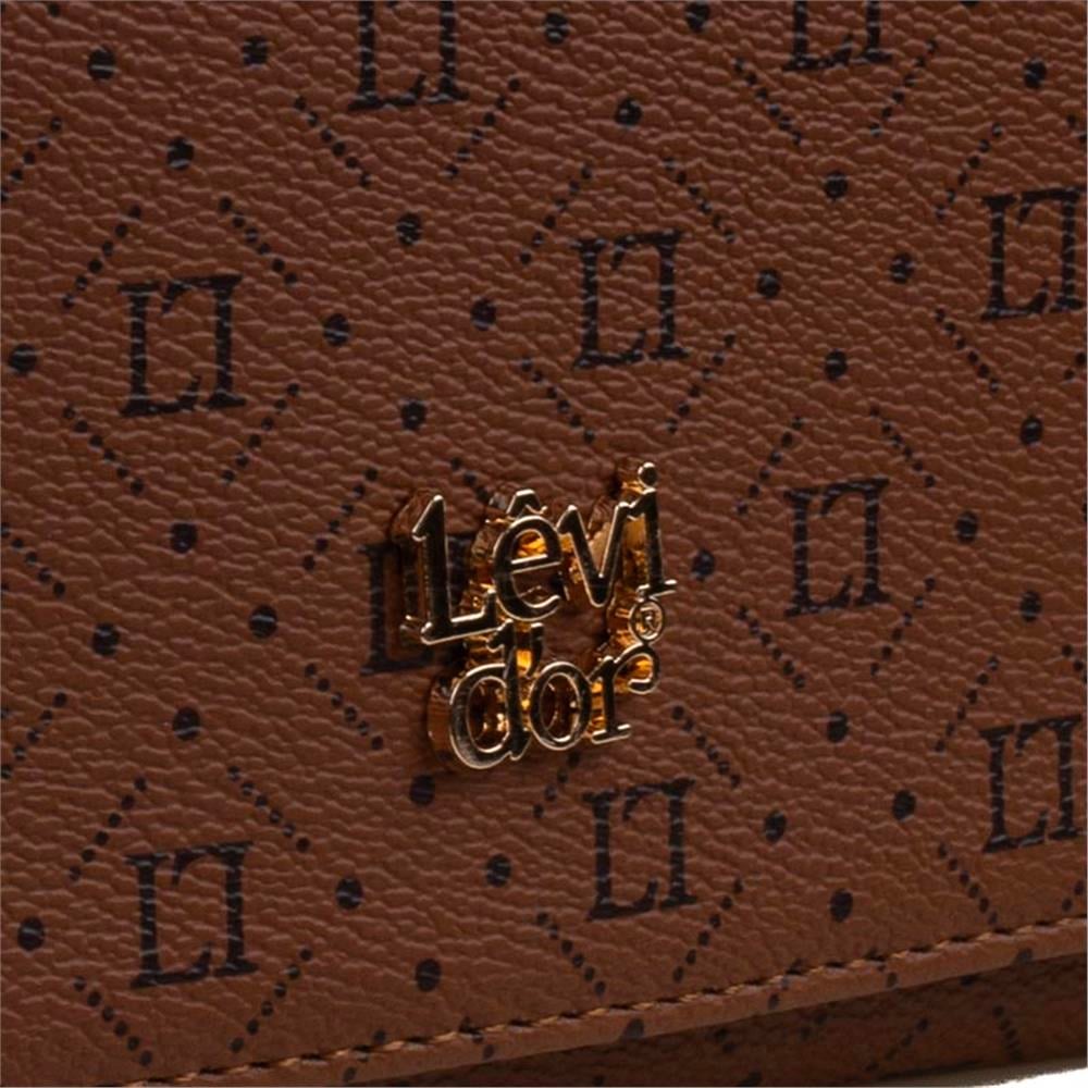 Levidor Taba  Geniş Boy Monogram Baskı Kadın Cüzdan