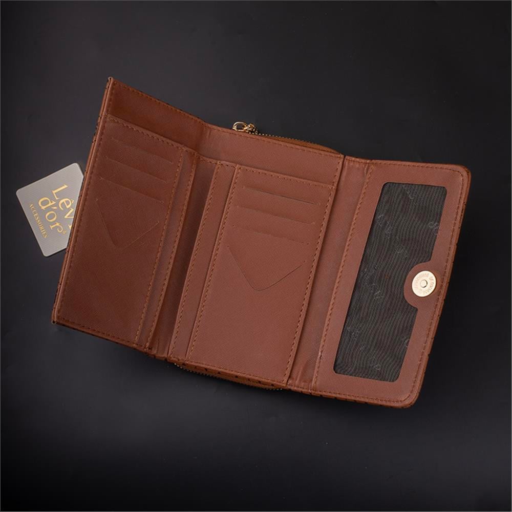 Levidor Taba  Geniş Boy Monogram Baskı Kadın Cüzdan