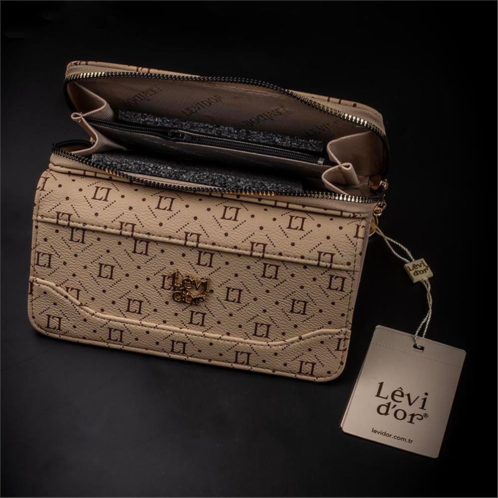 Levidor Vizon  Geniş Boy Kadın Monogram Cüzdan