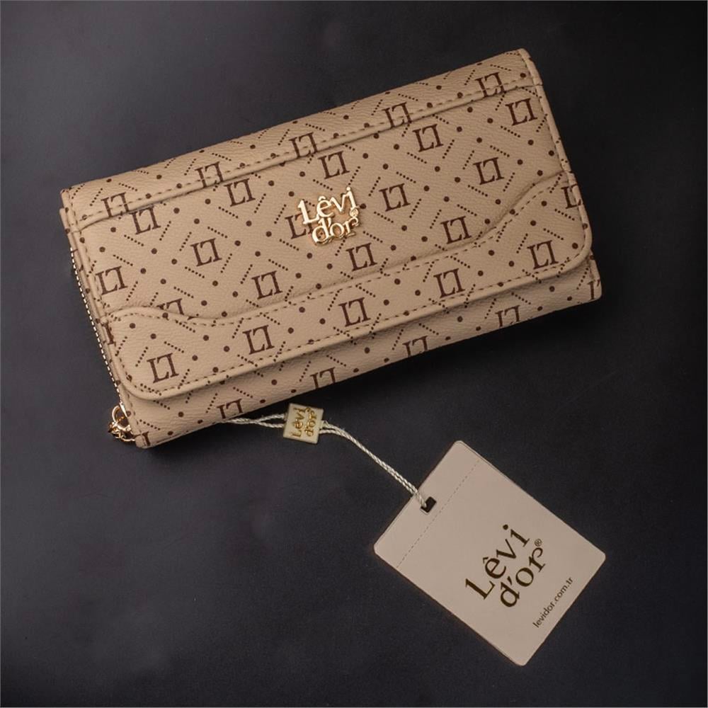 Levidor Vizon  Geniş Boy Kadın Monogram Cüzdan