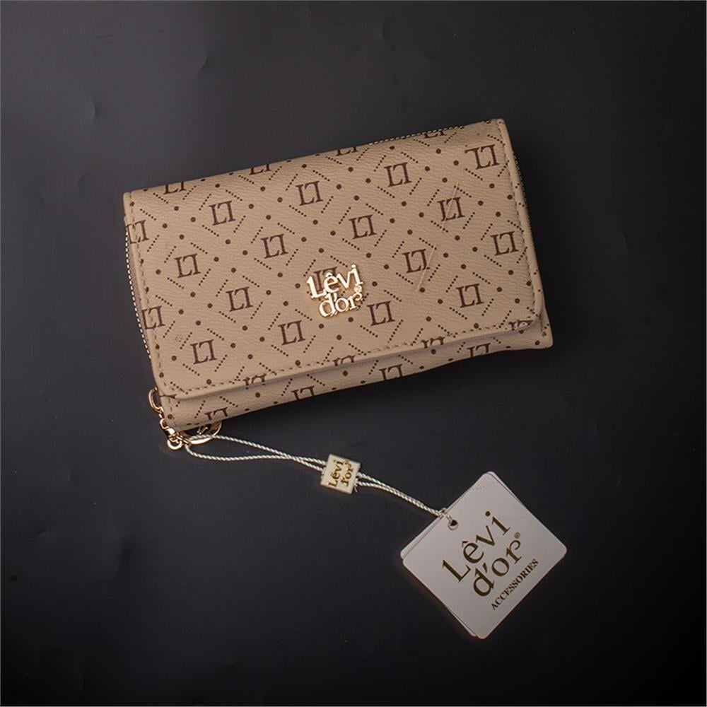 Levidor Vizon  Geniş Boy Monogram Baskı Kadın Cüzdan