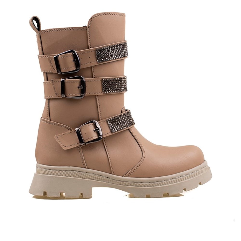 M2S Krem Kız Çocuk Filet Taşlı Postal Bot