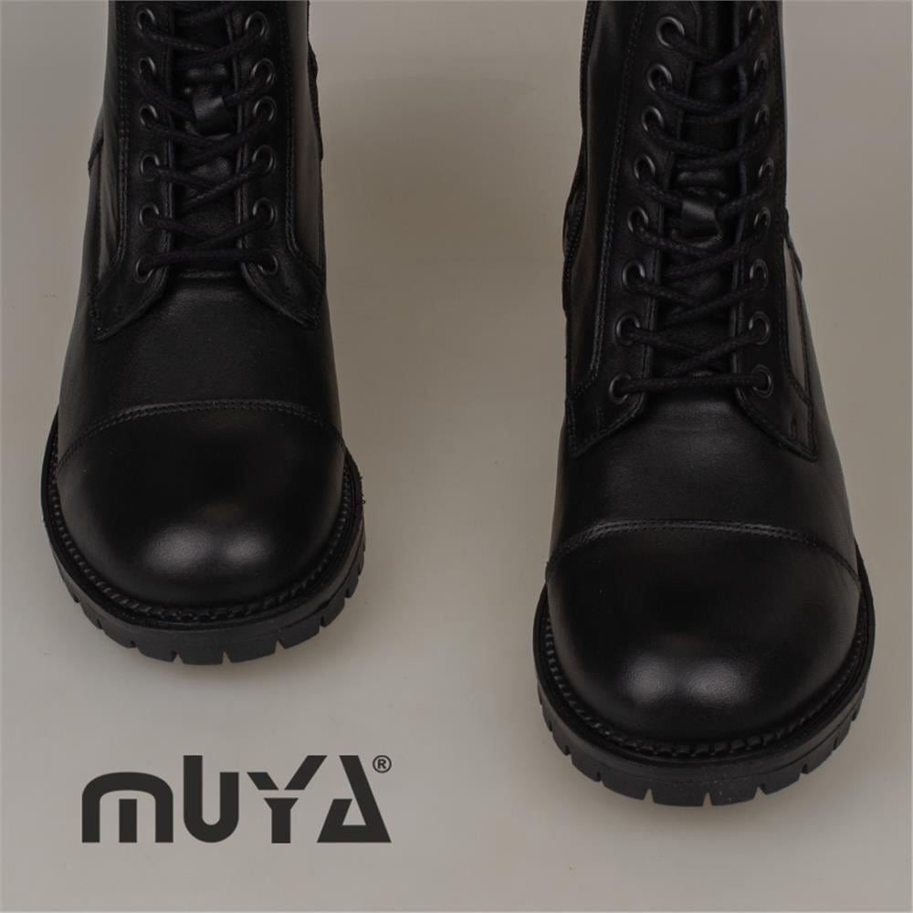 Muya Siyah  Kadın Hakiki Deri Postal Bot