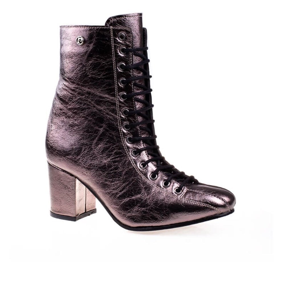 Pierre Cardin Platin Kadın Parlak 5cm Klasik Bot