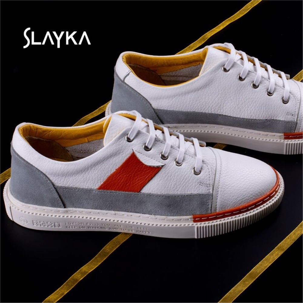Slayka Beyaz Erkek Hakiki Deri Soft Casual Ayakkabı