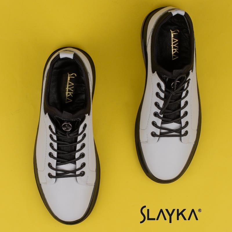 Slayka Beyaz  Flex Hakiki Deri Erkek Casual Ayakkabı