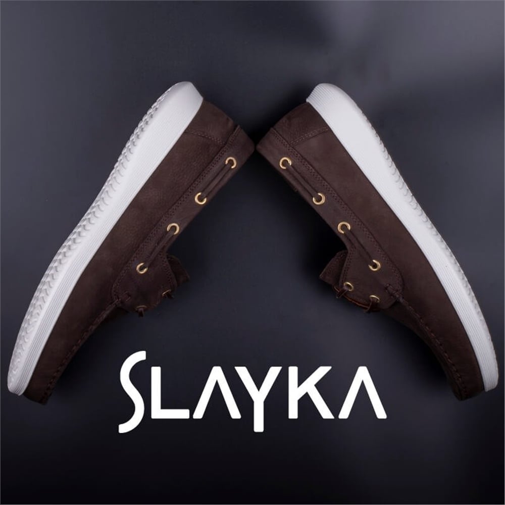 Slayka Kahverengi Erkek Hakiki Deri Nubuk Loafer Ayakkabı
