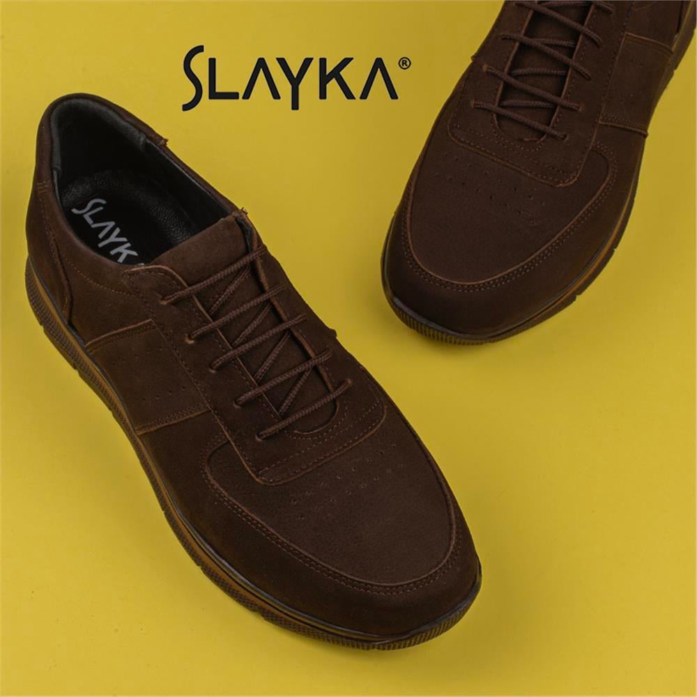 Slayka Kahverengi  Hakiki Nubuk Deri Dainty Erkek Günlük Ayakkabı