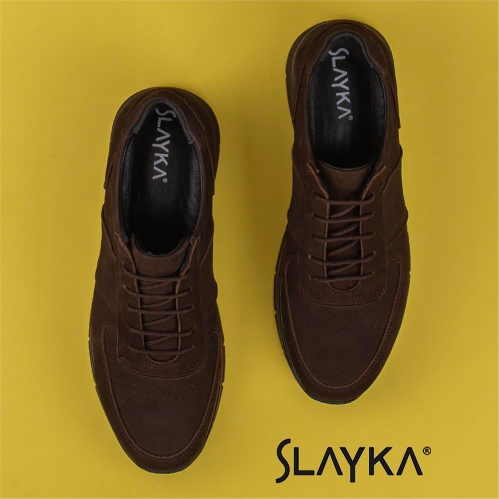 Slayka Kahverengi  Hakiki Nubuk Deri Dainty Erkek Günlük Ayakkabı