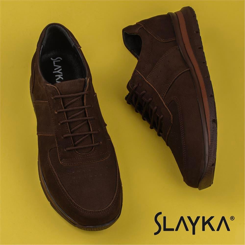 Slayka Kahverengi  Hakiki Nubuk Deri Dainty Erkek Günlük Ayakkabı