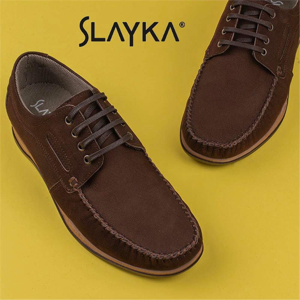 Slayka Kahverengi  Hakiki Nubuk Deri Tland Erkek Günlük Ayakkabı