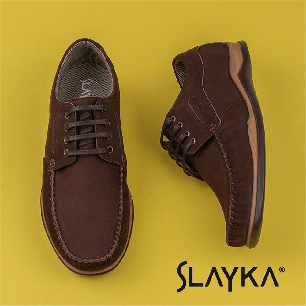 Slayka Kahverengi  Hakiki Nubuk Deri Tland Erkek Günlük Ayakkabı