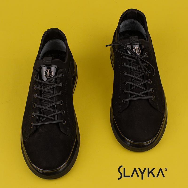 Slayka Siyah  Flex Hakiki Nubuk Deri Erkek Casual Ayakkabı