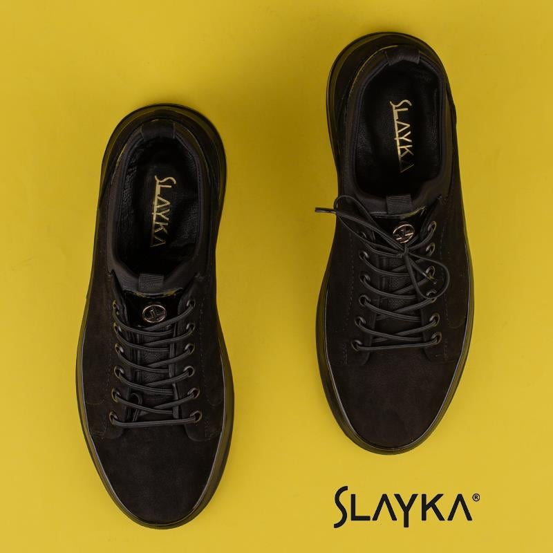 Slayka Siyah  Flex Hakiki Nubuk Deri Erkek Casual Ayakkabı