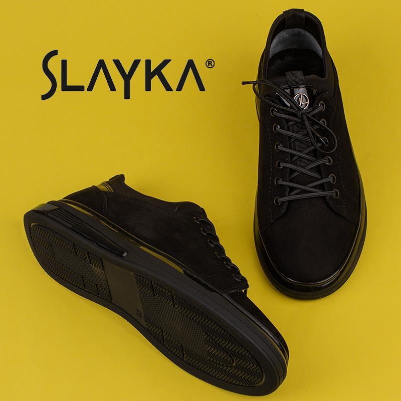 Slayka Siyah  Flex Hakiki Nubuk Deri Erkek Casual Ayakkabı