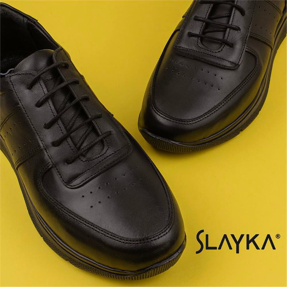 Slayka Siyah  Hakiki Deri Dainty Erkek Günlük Ayakkabı