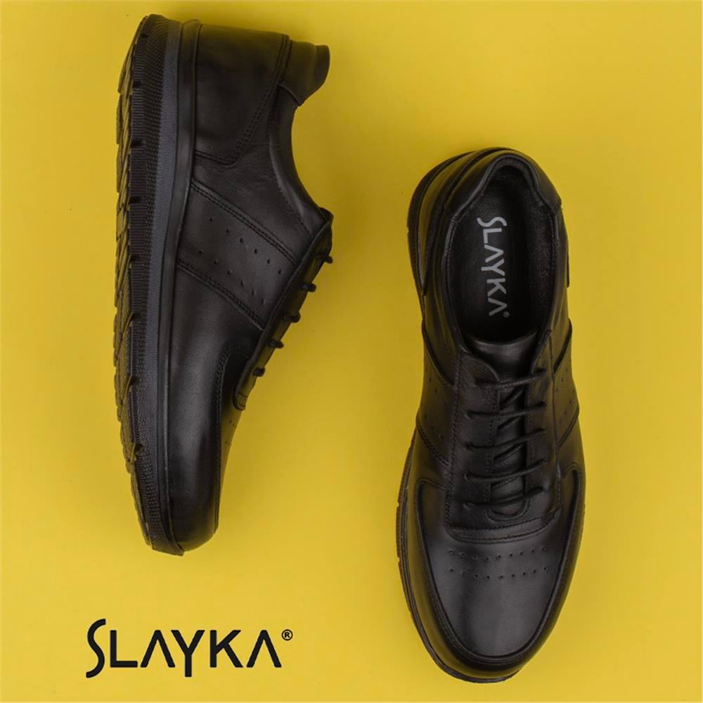 Slayka Siyah  Hakiki Deri Dainty Erkek Günlük Ayakkabı