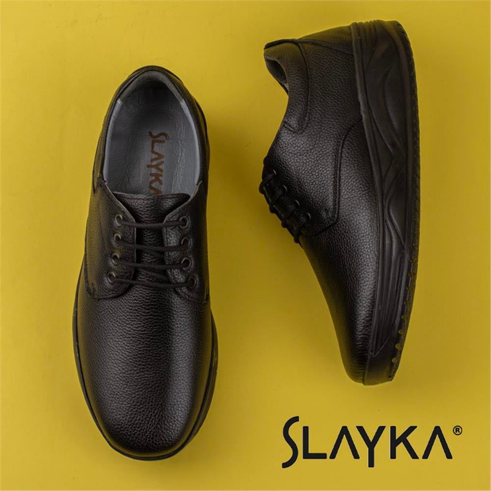 Slayka Siyah  Hanni Erkek Dolgu Topuk Bağcıklı Comfort Ayakkabı