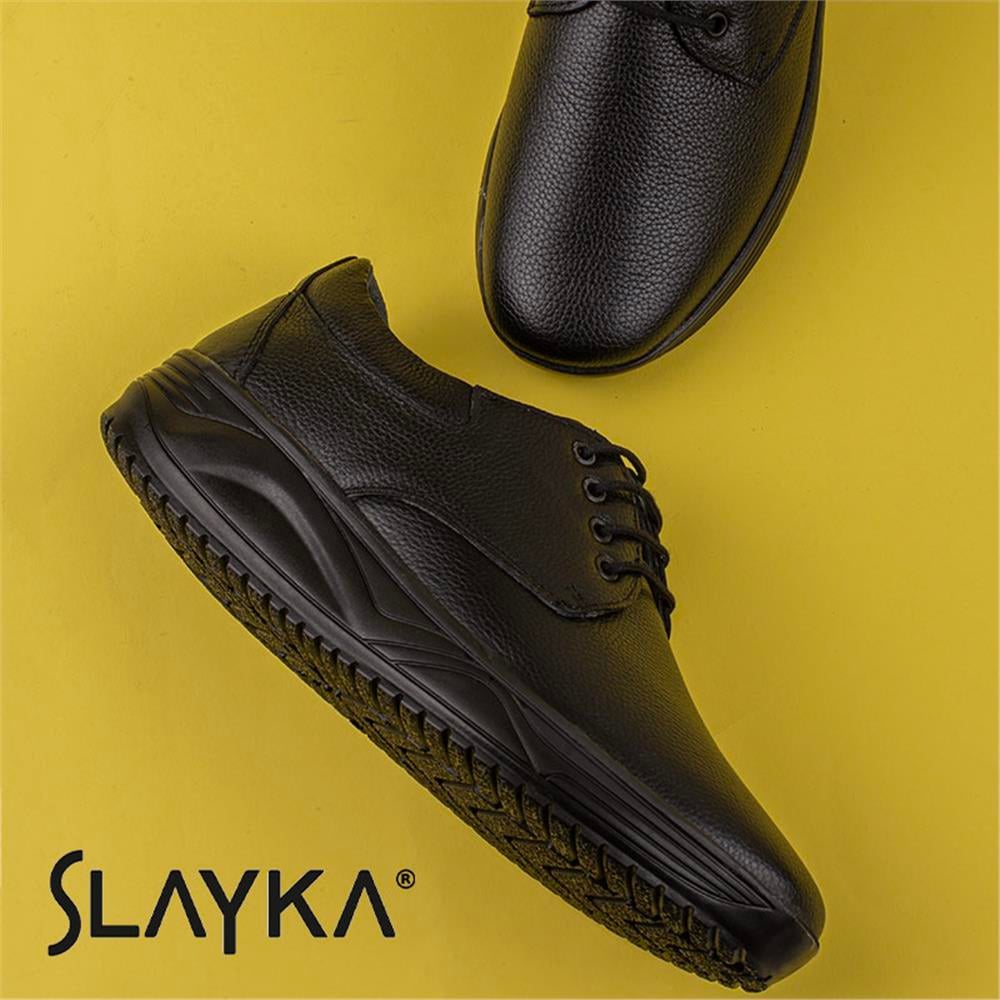 Slayka Siyah  Hanni Erkek Dolgu Topuk Bağcıklı Comfort Ayakkabı