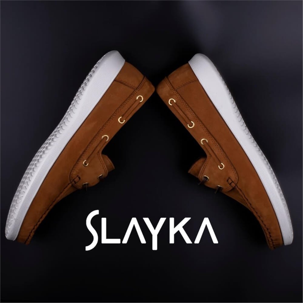 Slayka Taba Erkek Hakiki Deri Nubuk Loafer Ayakkabı