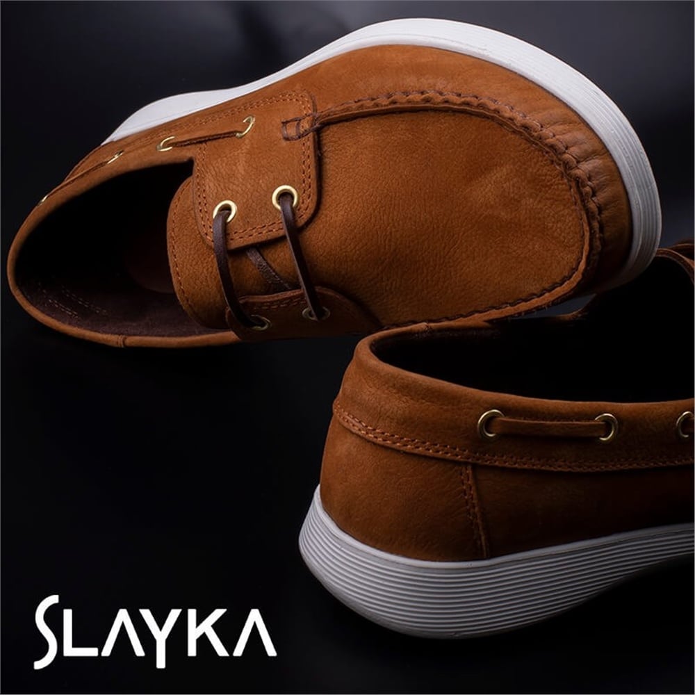 Slayka Taba Erkek Hakiki Deri Nubuk Loafer Ayakkabı