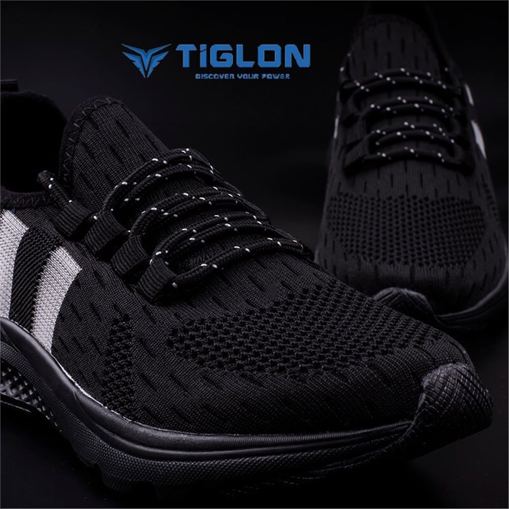 Tiglon Siyah Erkek Hafif Şeffaf Tekstil Spor Ayakkabı