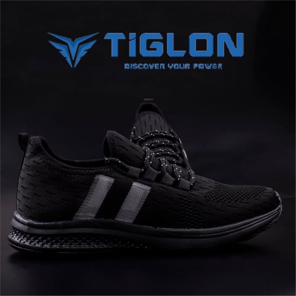Tiglon Siyah Erkek Hafif Şeffaf Tekstil Spor Ayakkabı