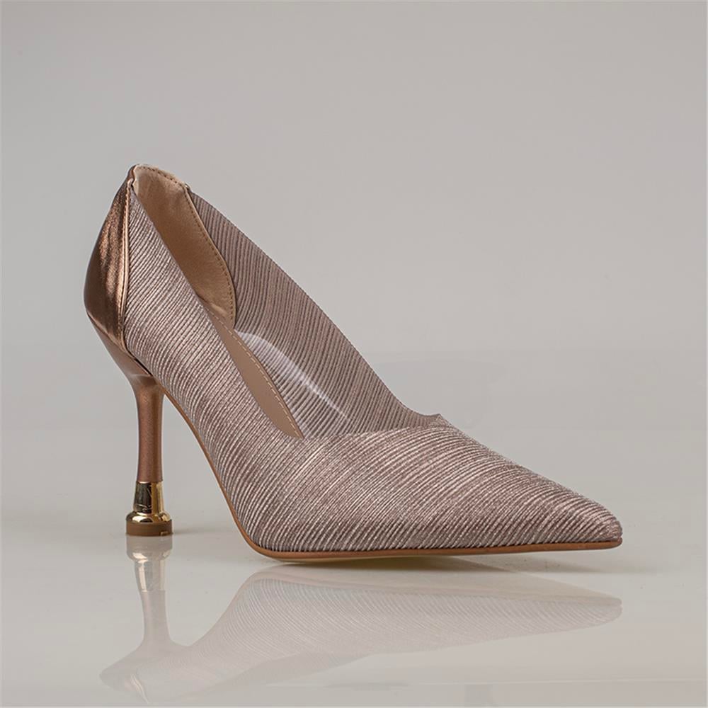 Trend Adımlar Bakır  Crystal Glam Kadın Şeffaf Sim Kaplama Stiletto