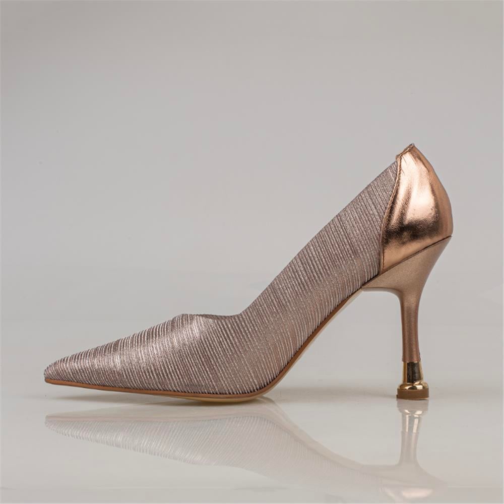 Trend Adımlar Bakır  Crystal Glam Kadın Şeffaf Sim Kaplama Stiletto