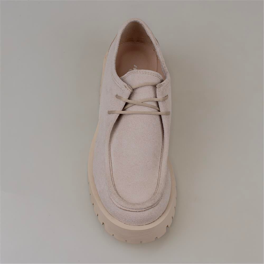 Trend Adımlar Bej  Elegans Suede Kadın Oxford Ayakkabı