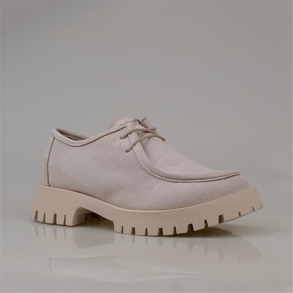 Trend Adımlar Bej  Elegans Suede Kadın Oxford Ayakkabı