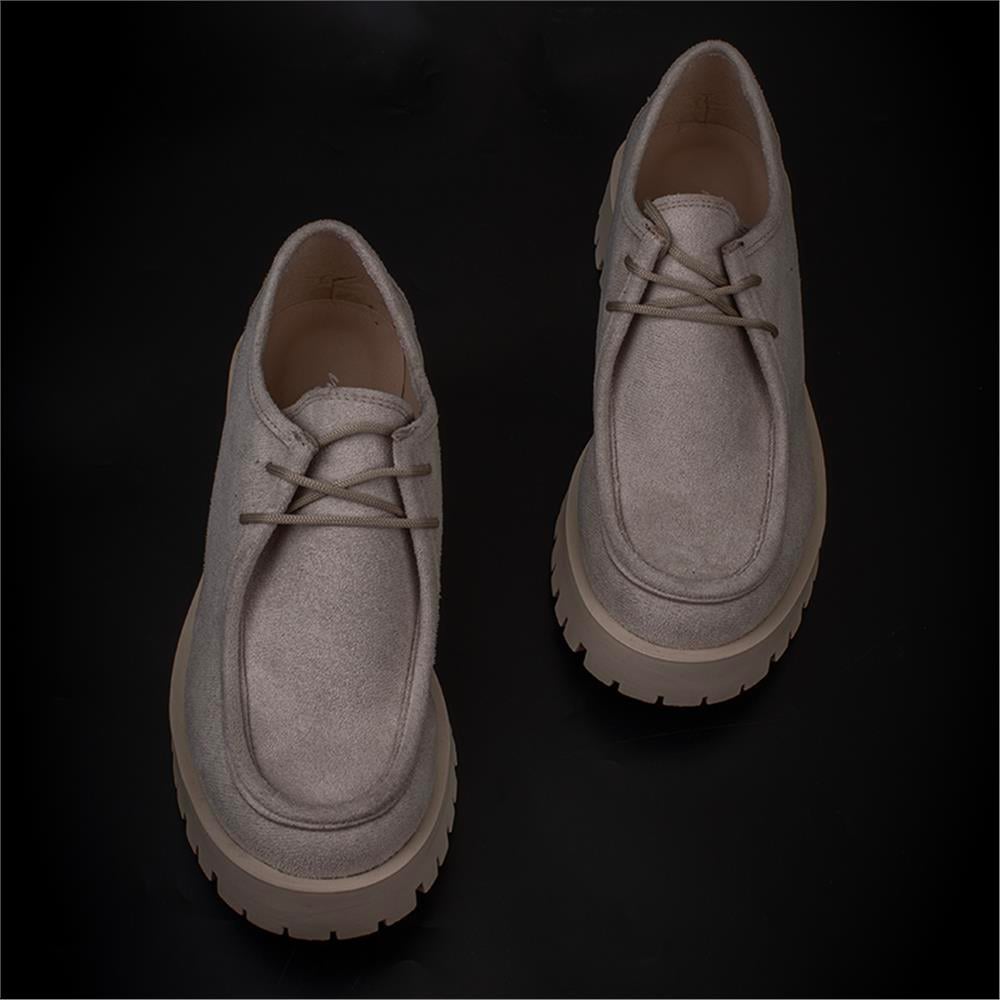 Trend Adımlar Bej  Elegans Suede Kadın Oxford Ayakkabı