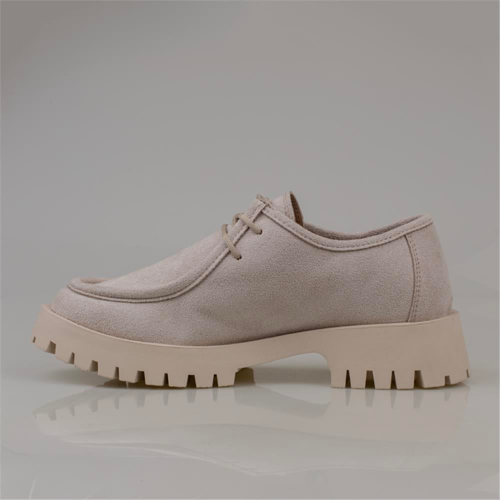 Trend Adımlar Bej  Elegans Suede Kadın Oxford Ayakkabı