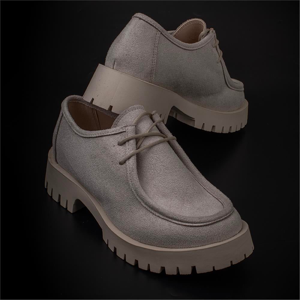 Trend Adımlar Bej  Elegans Suede Kadın Oxford Ayakkabı