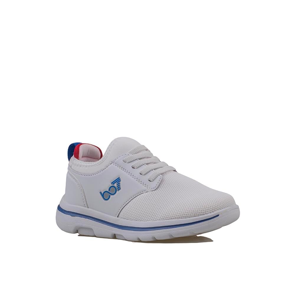 Trend Adımlar Beyaz  Hafif Faylon Memory Foam Lastikli Çocuk Sneaker