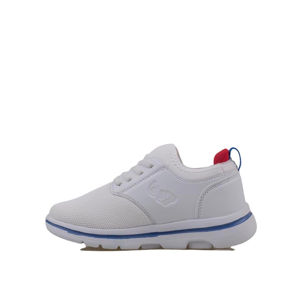 Trend Adımlar Beyaz  Hafif Faylon Memory Foam Lastikli Çocuk Sneaker