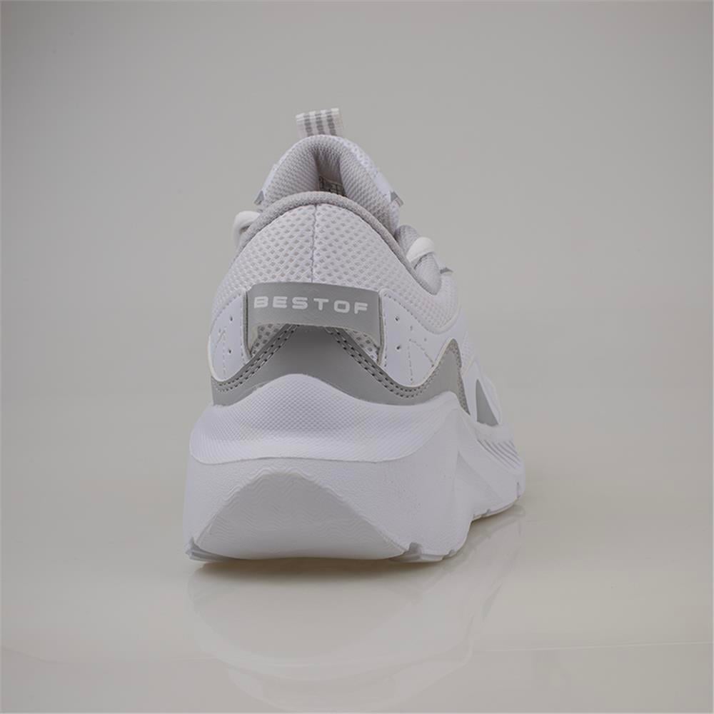 Trend Adımlar Beyaz  Kalın Tabanlı Memory Foam Unisex Sneaker