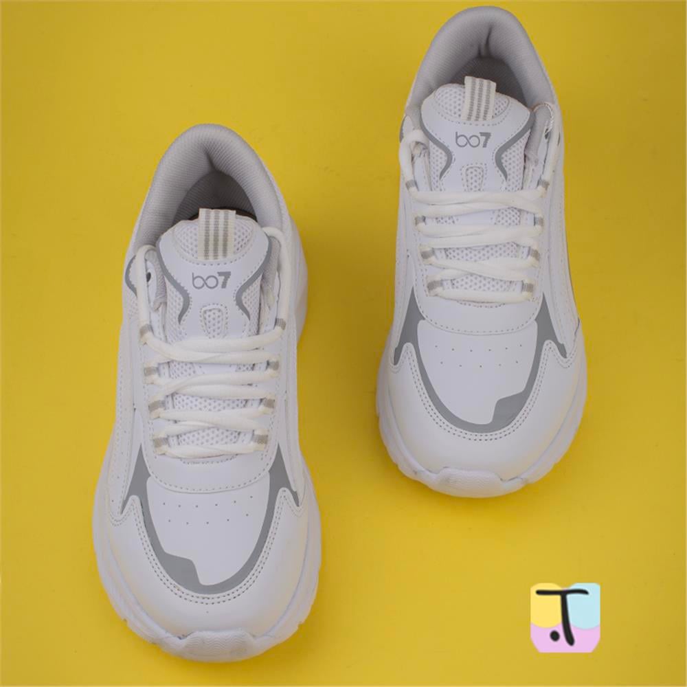 Trend Adımlar Beyaz  Kalın Tabanlı Memory Foam Unisex Sneaker