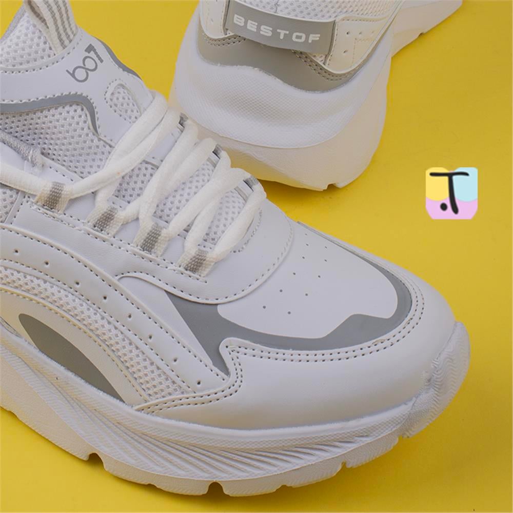 Trend Adımlar Beyaz  Kalın Tabanlı Memory Foam Unisex Sneaker