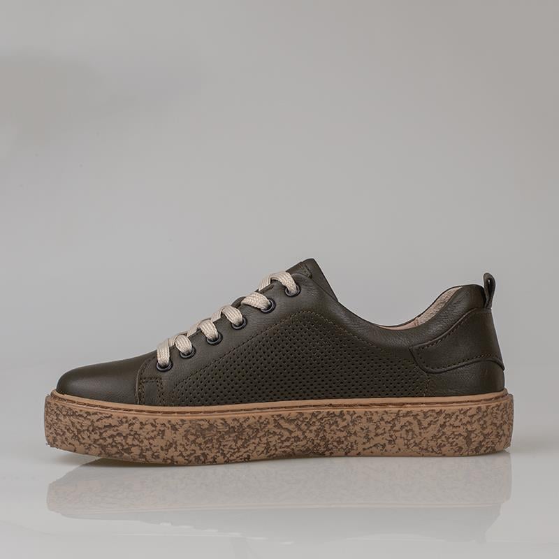 Trend Adımlar Haki  Opi Hakiki Deri Kadın Sneaker