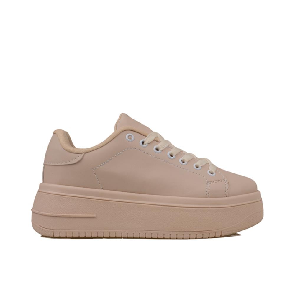 Trend Adımlar Kahverengi  Düz Kalın Taban Bağcıklı Kadın Sneaker