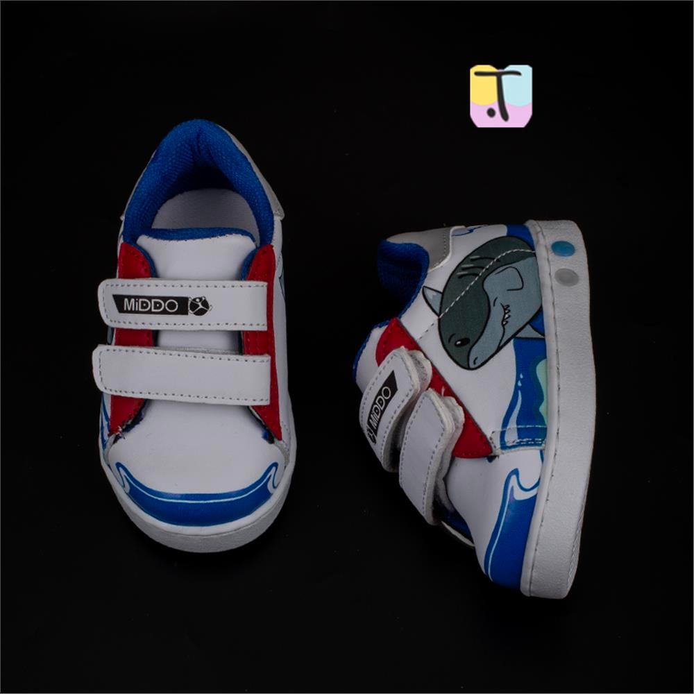 Trend Adımlar Mavi  Cute Monster Işıklı İlk Adım Bebe Sneaker