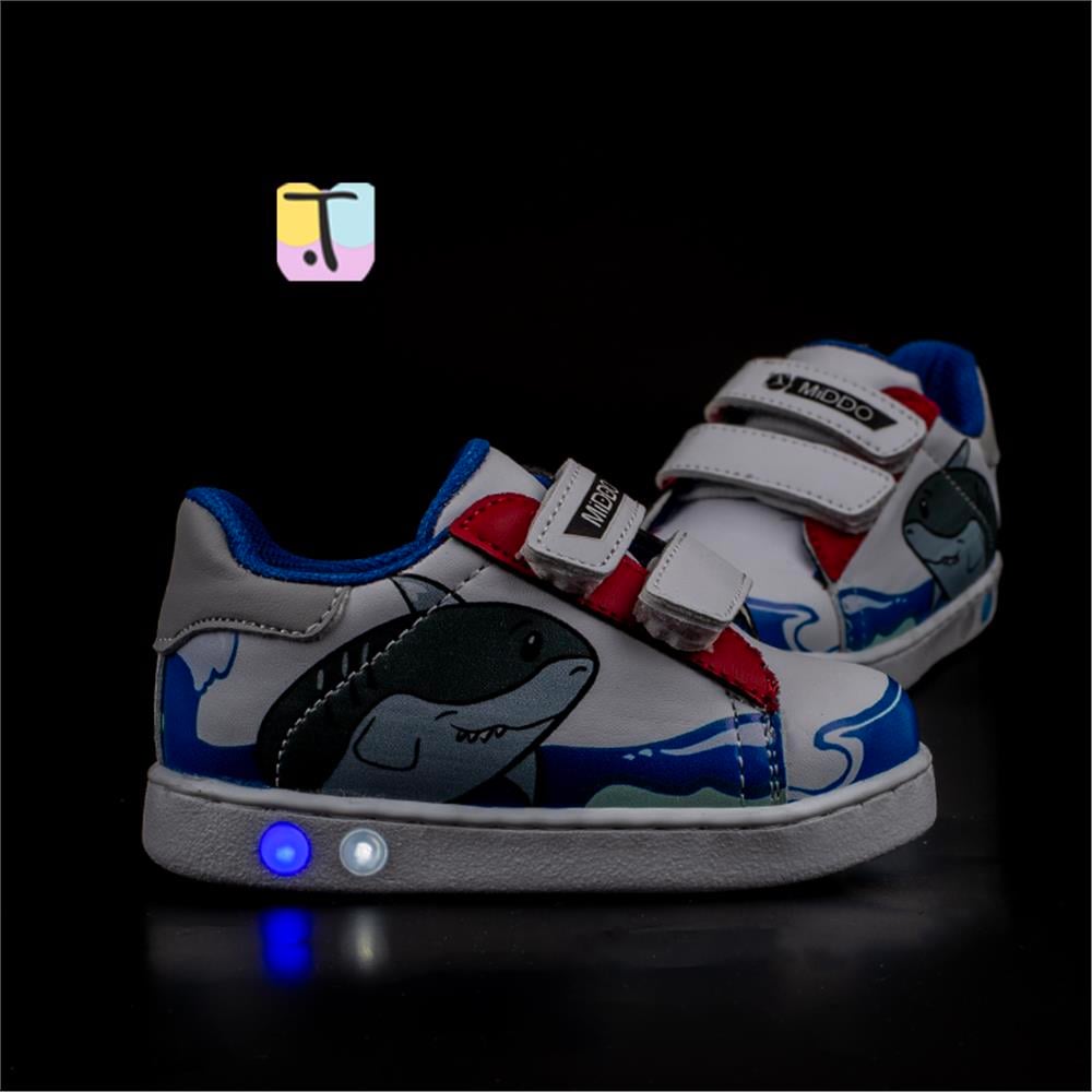 Trend Adımlar Mavi  Cute Monster Işıklı İlk Adım Bebe Sneaker
